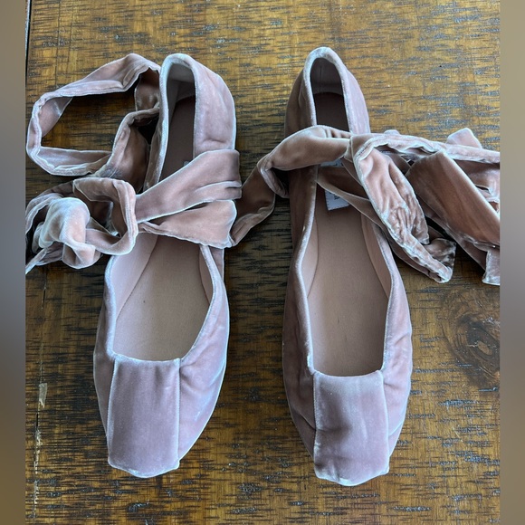 Max Mara Velvet lace up ballet flats - Picture 4 of 8